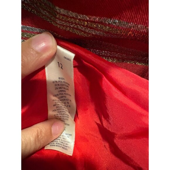 OshKosh Bgosh Girls Red & Gold Striped Holiday Dress Size 12 Polyester/Cotton - Picture 5 of 6